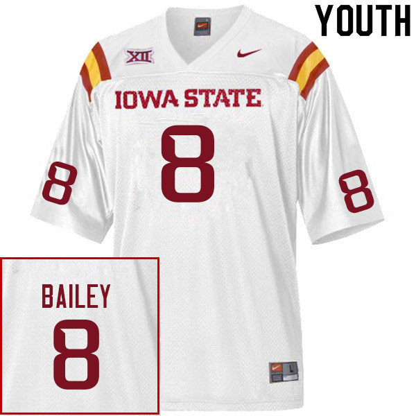 Youth #8 Cordarrius Bailey Iowa State Cyclones College Football Jerseys Sale-White